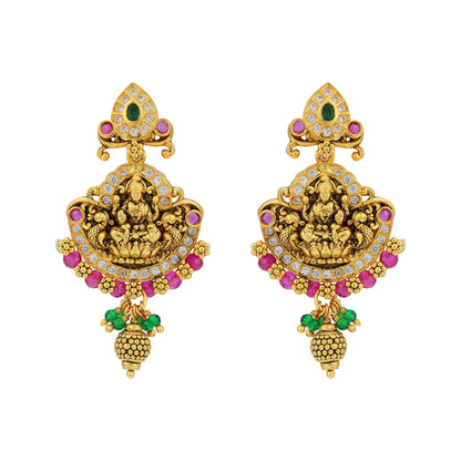 925 Sterling Silver Gold Plated Goddess Lakshmi Peacock Earrings For Women