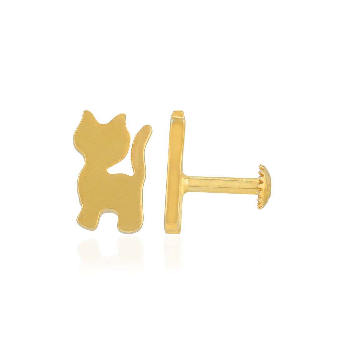 925 Sterling Silver Gold Plated Kitty Cat Earrings For Kids