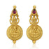 925 Sterling Silver Gold Plated Lakshmi Devi Coin Ruby Stone Earrings for Women