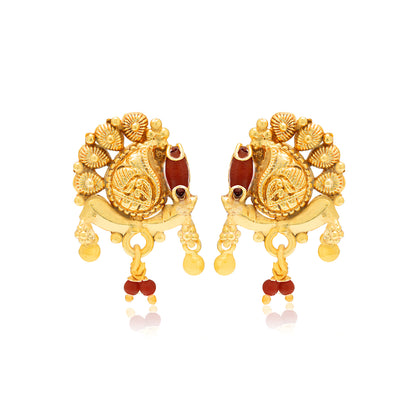 925 Sterling Silver Gold Plated Managa Traditional Dangler Drop Earrings for Women