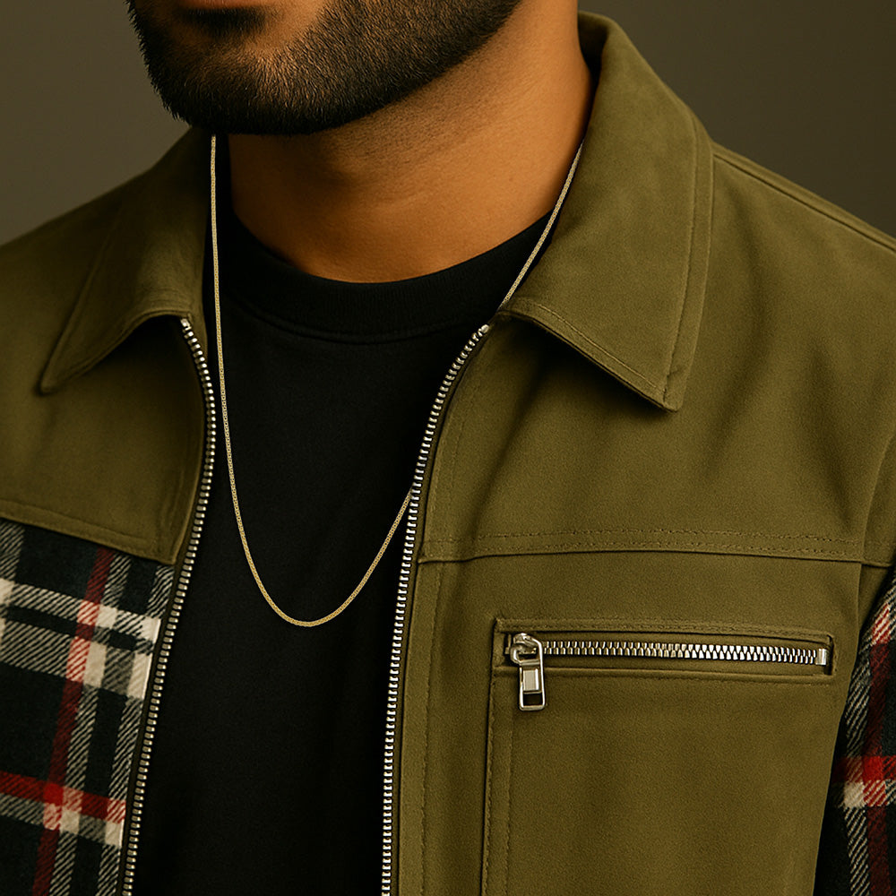 925 Sterling Silver Gold Plated Metro Elongate Link Chain for Men