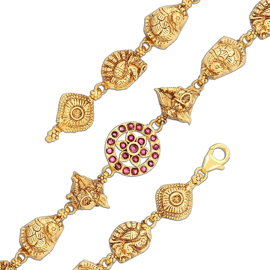925 Sterling Silver Gold Plated Regal Ruby Link Bracelet for Women