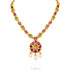 925 Sterling Silver Gold Plated Ruby Square Coin Link Lakshmi Necklace for Women