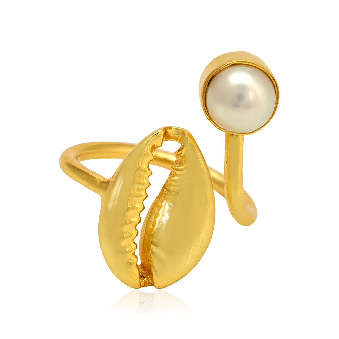 925 Sterling Silver Gold Plated Seashell Ring