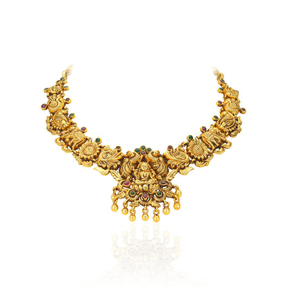 925 Sterling Silver Gold Plated Shubhalakshmi Nakshi Peacock Necklace for Women