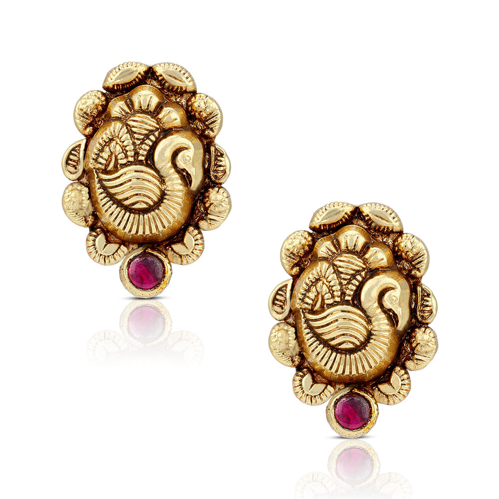 925 Sterling Silver Gold Plated Swan Earring for Women