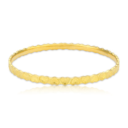 925 Sterling Silver Gold Plated Textured Scallop-Edge Bangle for Women
