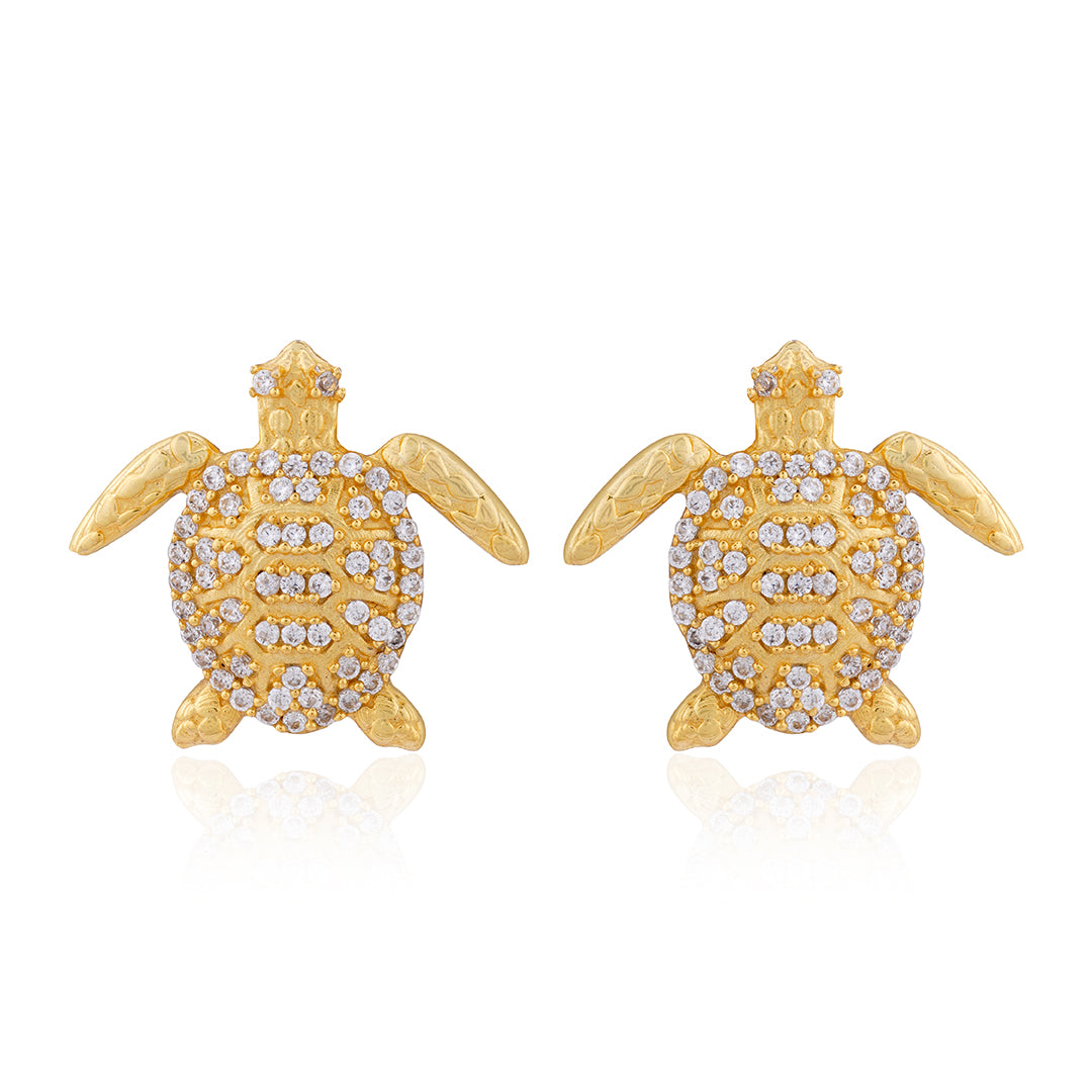 925 Sterling Silver Gold Plated Tiny Tortoise Stud