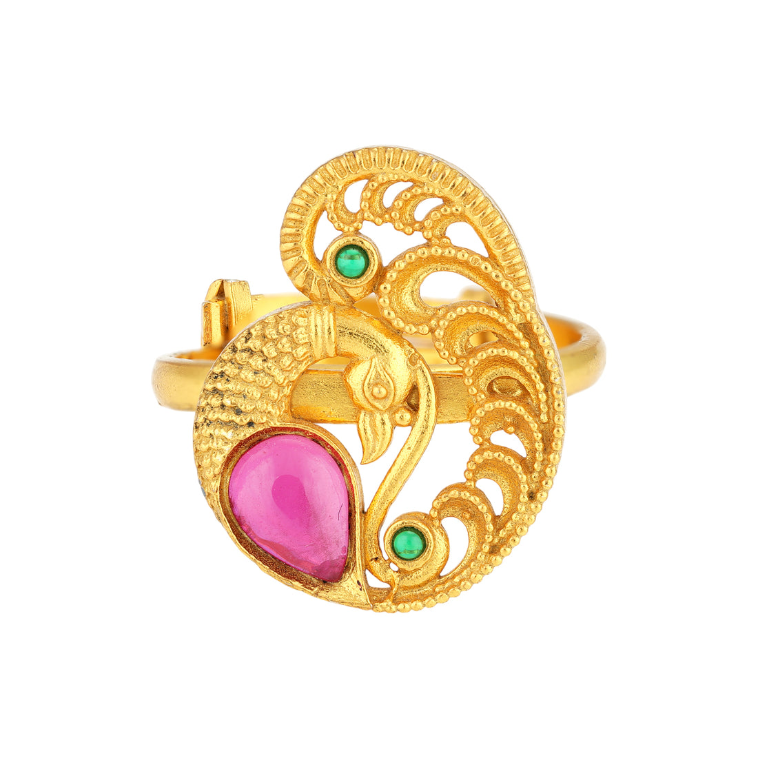 925 Sterling Silver Gold Plated Traditional Peacock Motif Ring