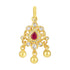 925 Sterling Silver Gold Plated Traditional Ruby Center Pendant for Women