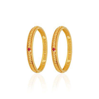925 Sterling Silver Gold Plated Traditional Temple Embossed Deity Figures Teardrop Bangles for Women
