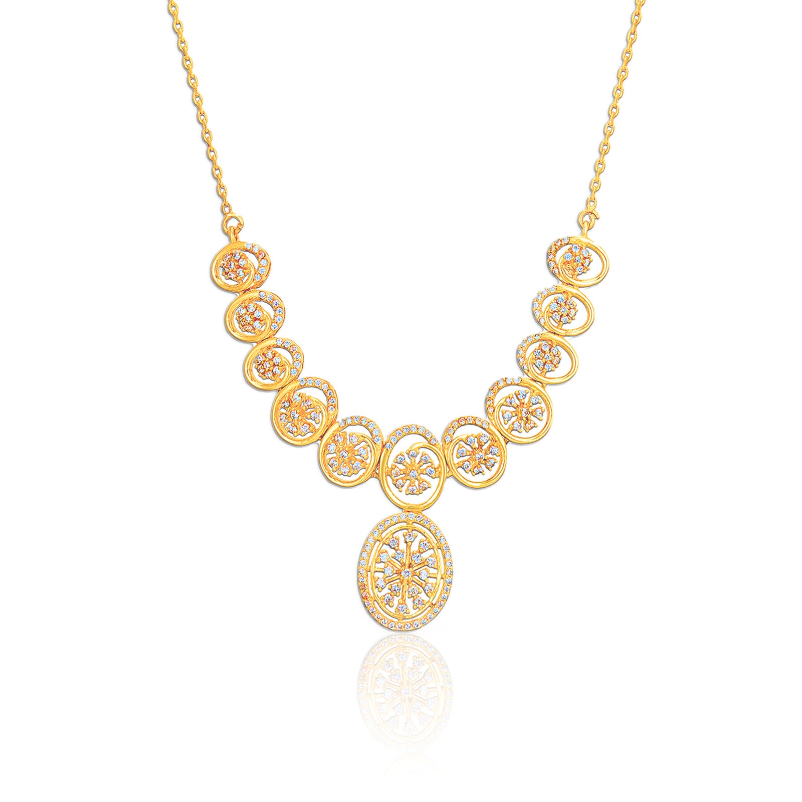 925 Sterling Silver Golden Flora Medallion Necklace for Women