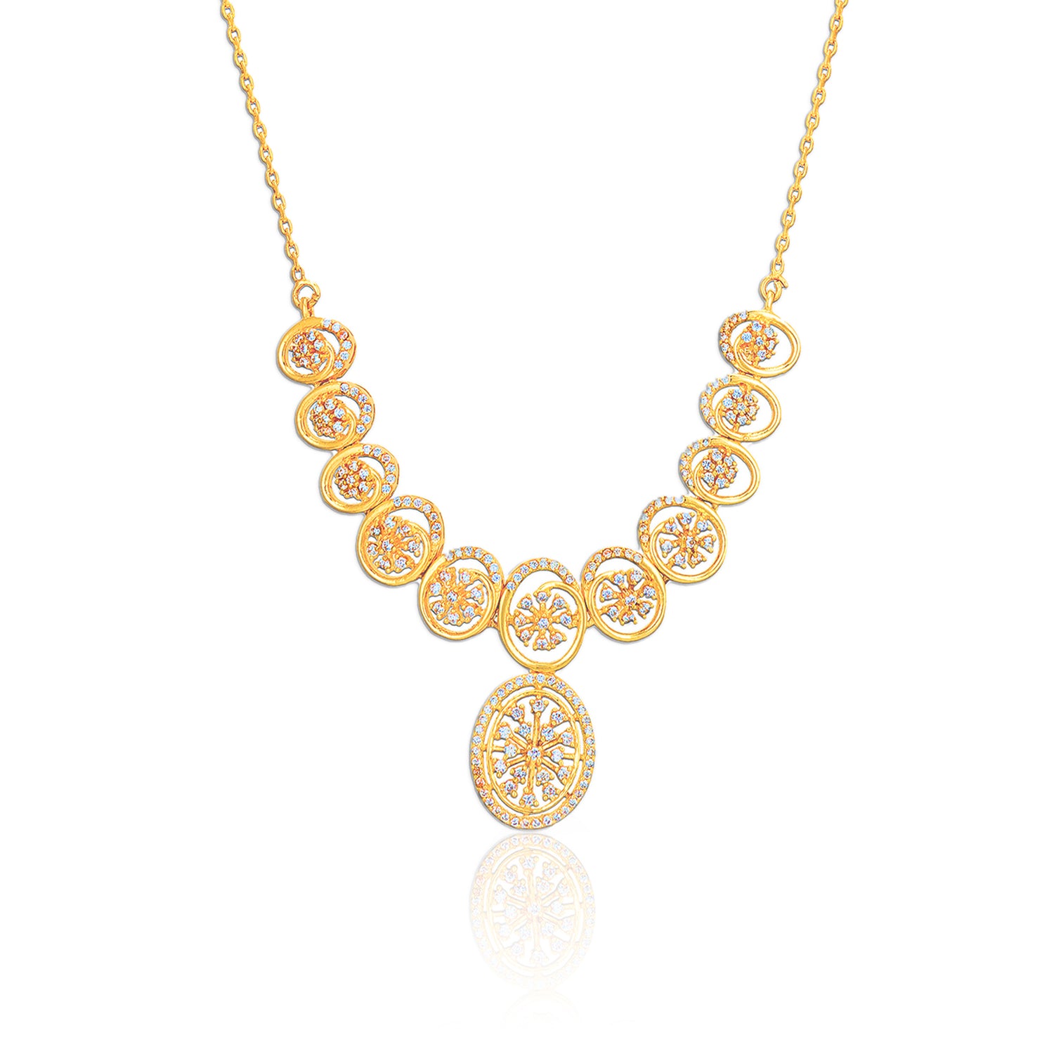 925 Sterling Silver Golden Flora Medallion Necklace for Women