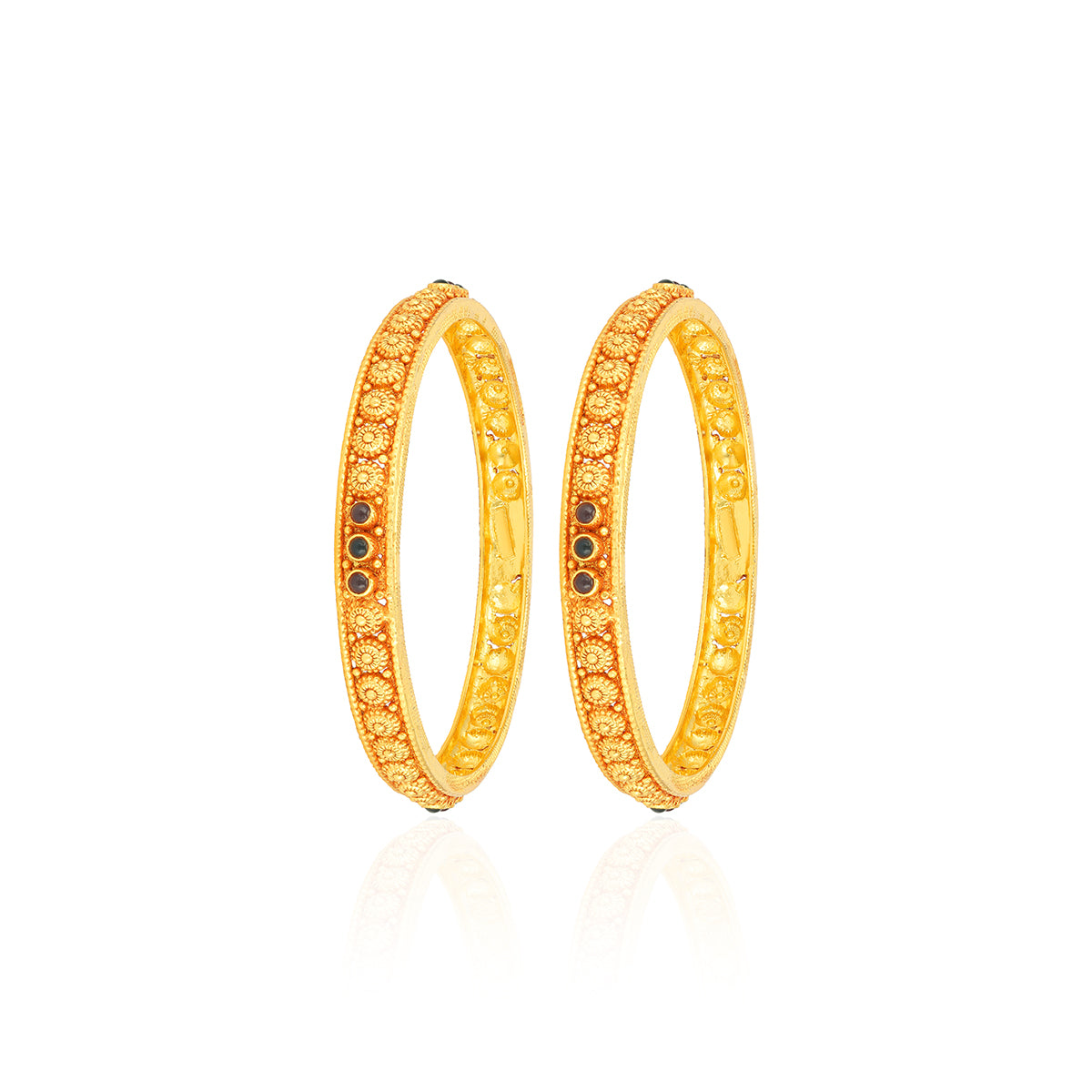 925 Sterling Silver Golden Nosegay Tiny Blue Center Bangles For Women