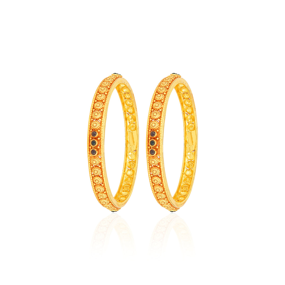 925 Sterling Silver Golden Nosegay Tiny Blue Center Bangles For Women