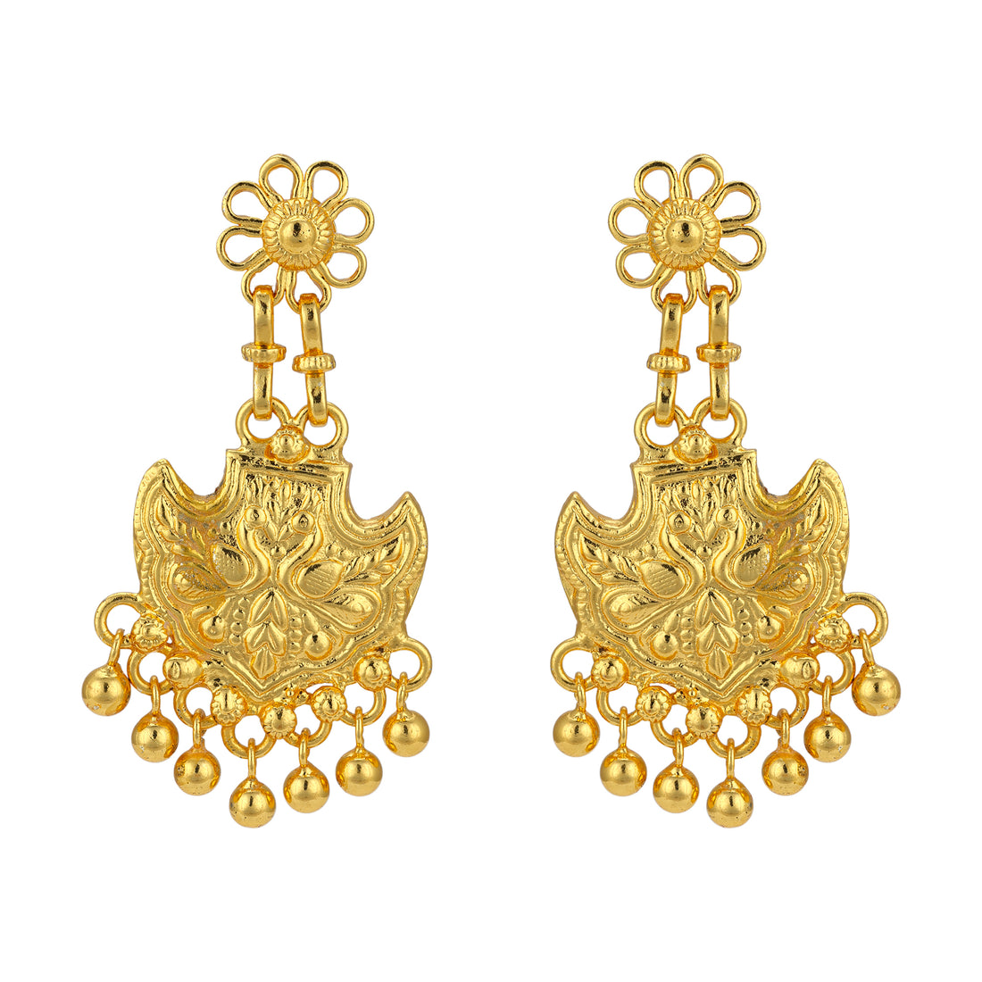 925 Sterling Silver Golden Tiered Elegance Earrings for Women