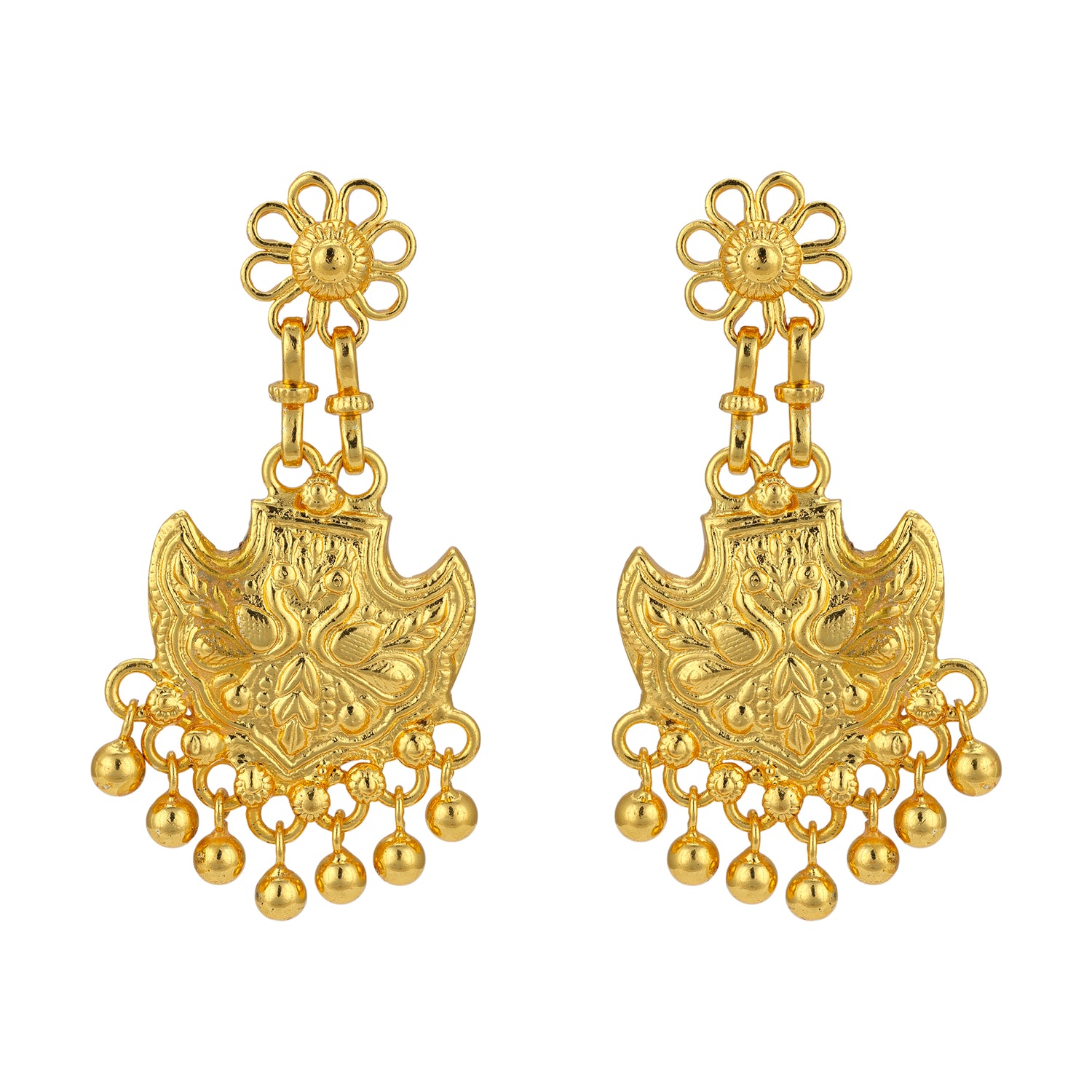 925 Sterling Silver Golden Tiered Elegance Earrings for Women