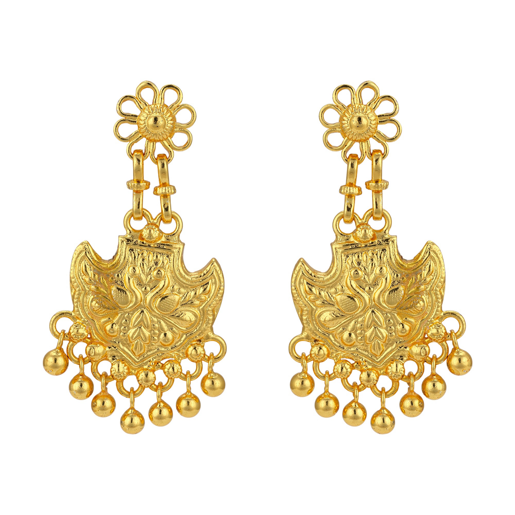 925 Sterling Silver Golden Tiered Elegance Earrings for Women