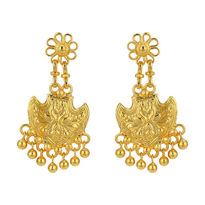 925 Sterling Silver Golden Tiered Elegance Earrings for Women