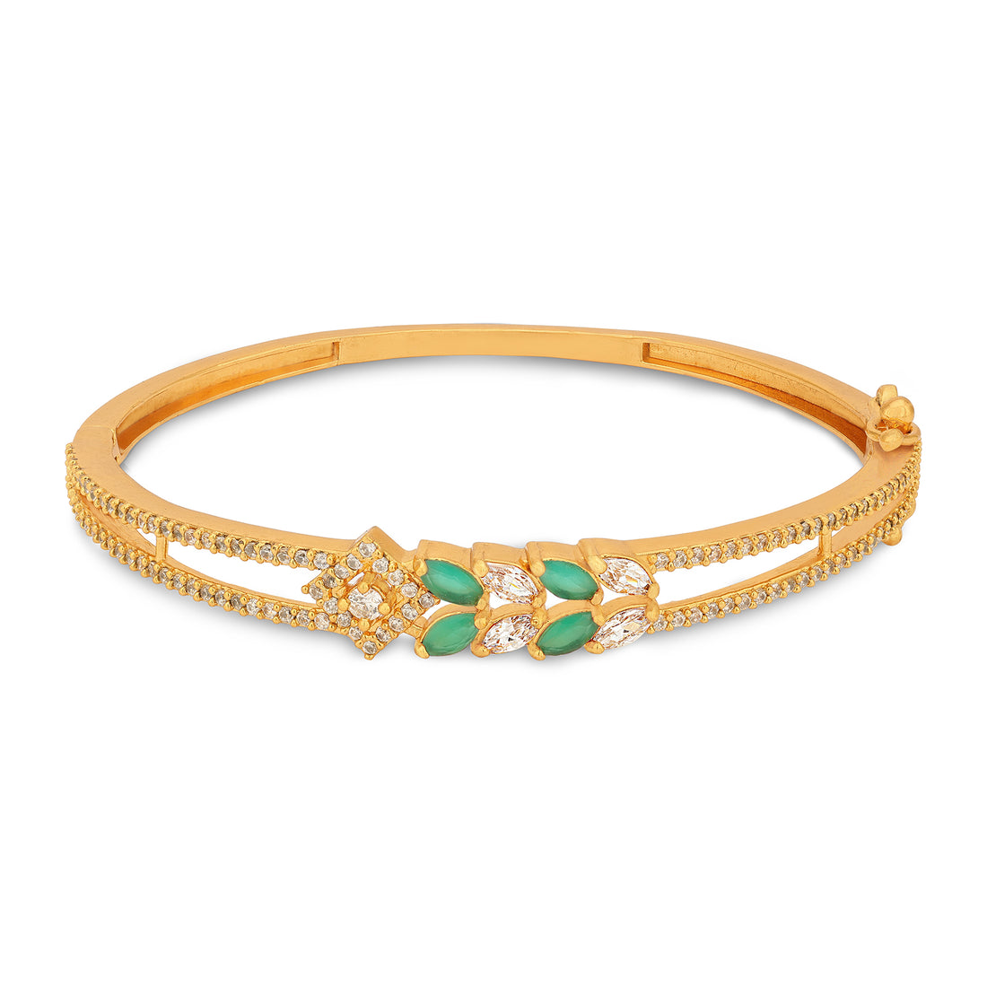 925 Sterling Silver Golden White Green Marquise kada For Women