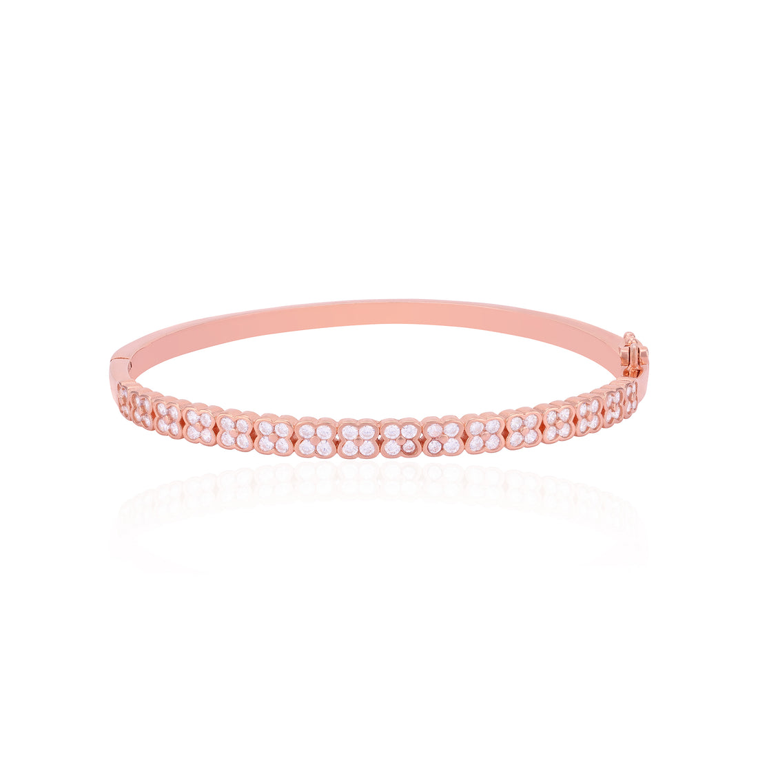 925 Sterling Silver Graceful Clover Bloom Luster Kada For Women