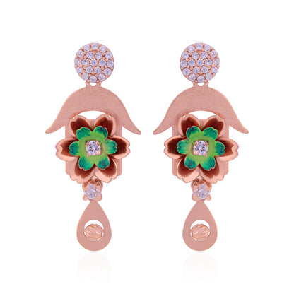 925 Sterling Silver Graceful Enamel Posy Teardrop Earrings  For Women