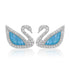 925 Sterling Silver Graceful Swan Design with Blue Shell Inlay Earring for Women