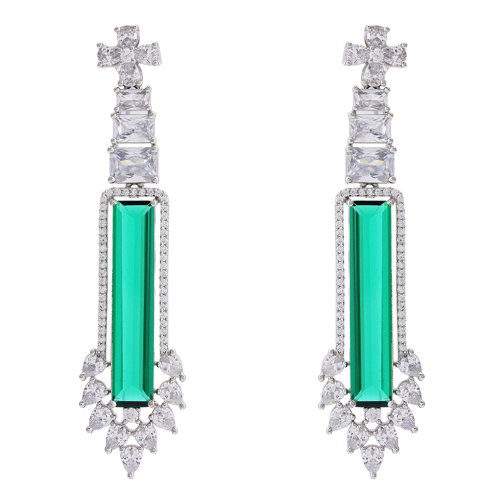 925 Sterling Silver Green Hover Earrings