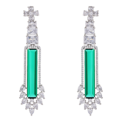 925 Sterling Silver Green Hover Earrings