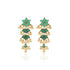 925 Sterling Silver Green Stone Floral Cascade Gold Danglers Earrings For Women