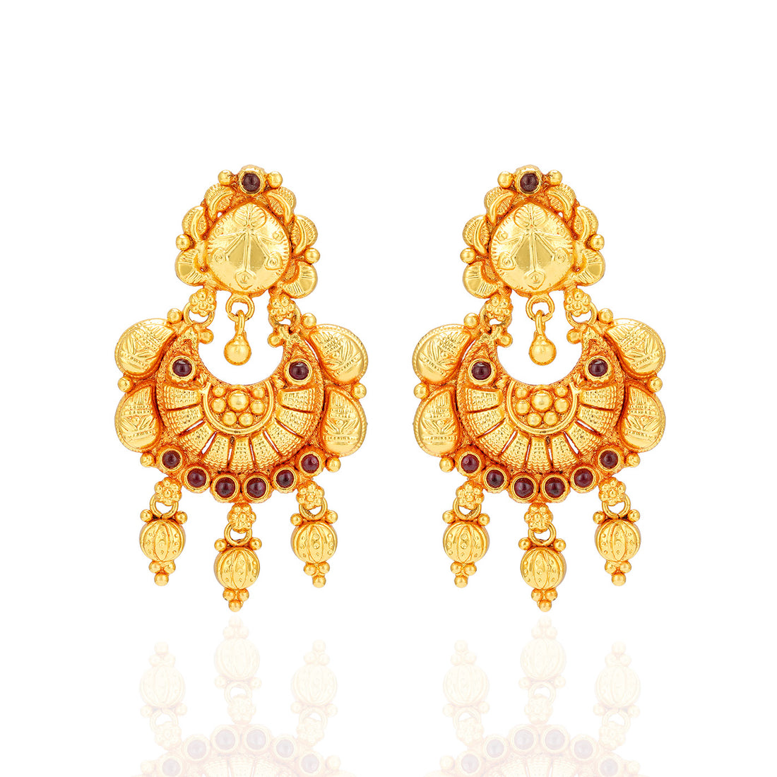 925 Sterling Silver Half Moon Carved Gold Plated Earrings For Women