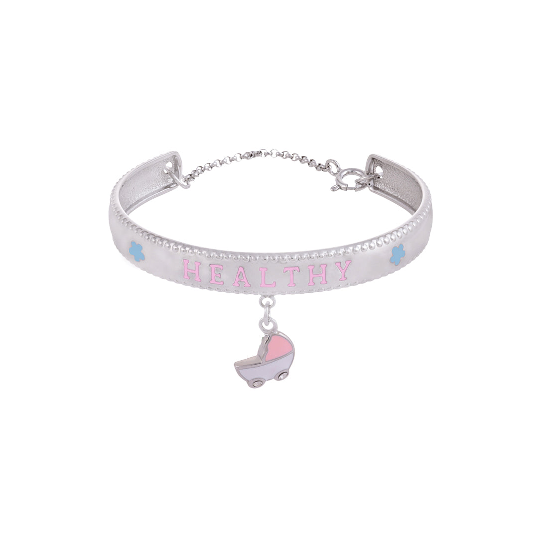 925 Sterling Silver Healthy Printed Baby Scroller Drop Kada For Kids