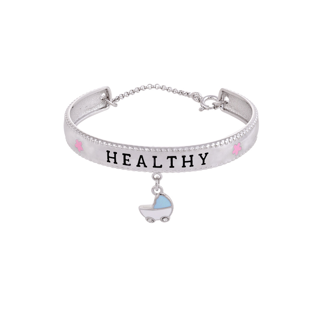 925 Sterling Silver Healthy Printed Dolphine Drop Kada For Kids