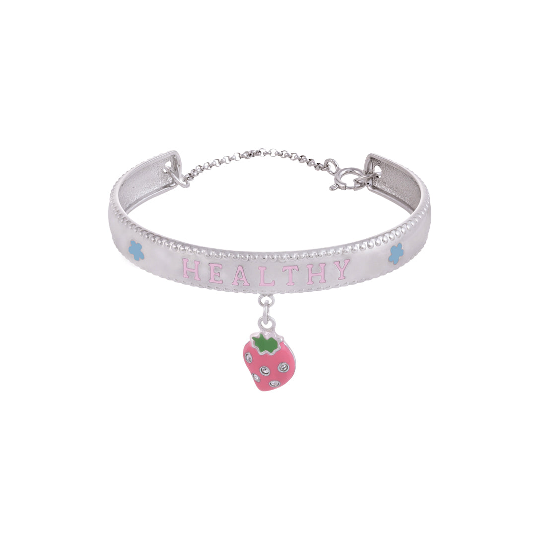 925 Sterling Silver Healthy Printed Strawberry Drop Kada For Kids