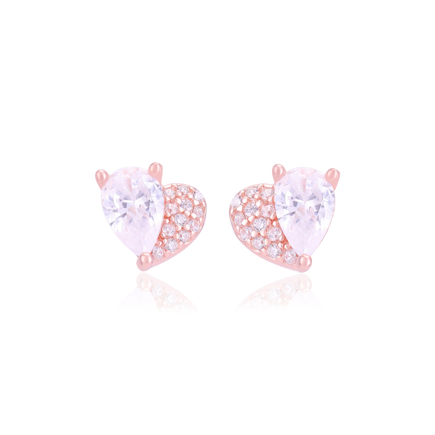 925 Sterling Silver Heart Shaped Dual Type Stoned Earrings For Women