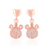 925 Sterling Silver Heart Top Curved Crown Drop Rose Gold Plated Earrings For Women