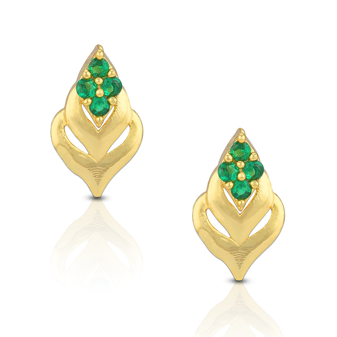 925 Sterling Silver Heritage Emerald Leaf Frame Earring for Women