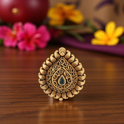 925 Sterling Silver Heritage Temple Teardrop Finger Ring for Women