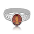 925 Sterling Silver Hessonite Garnet Raised Bubble Texture Band Oval Bezel Ring for Men