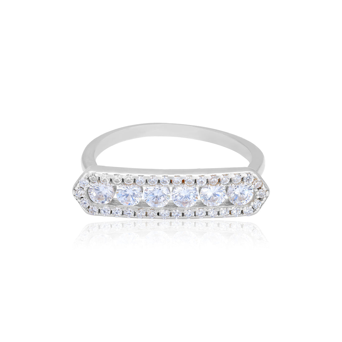 925 Sterling Silver Hexa Crown Halo Sparkle Ring for Women