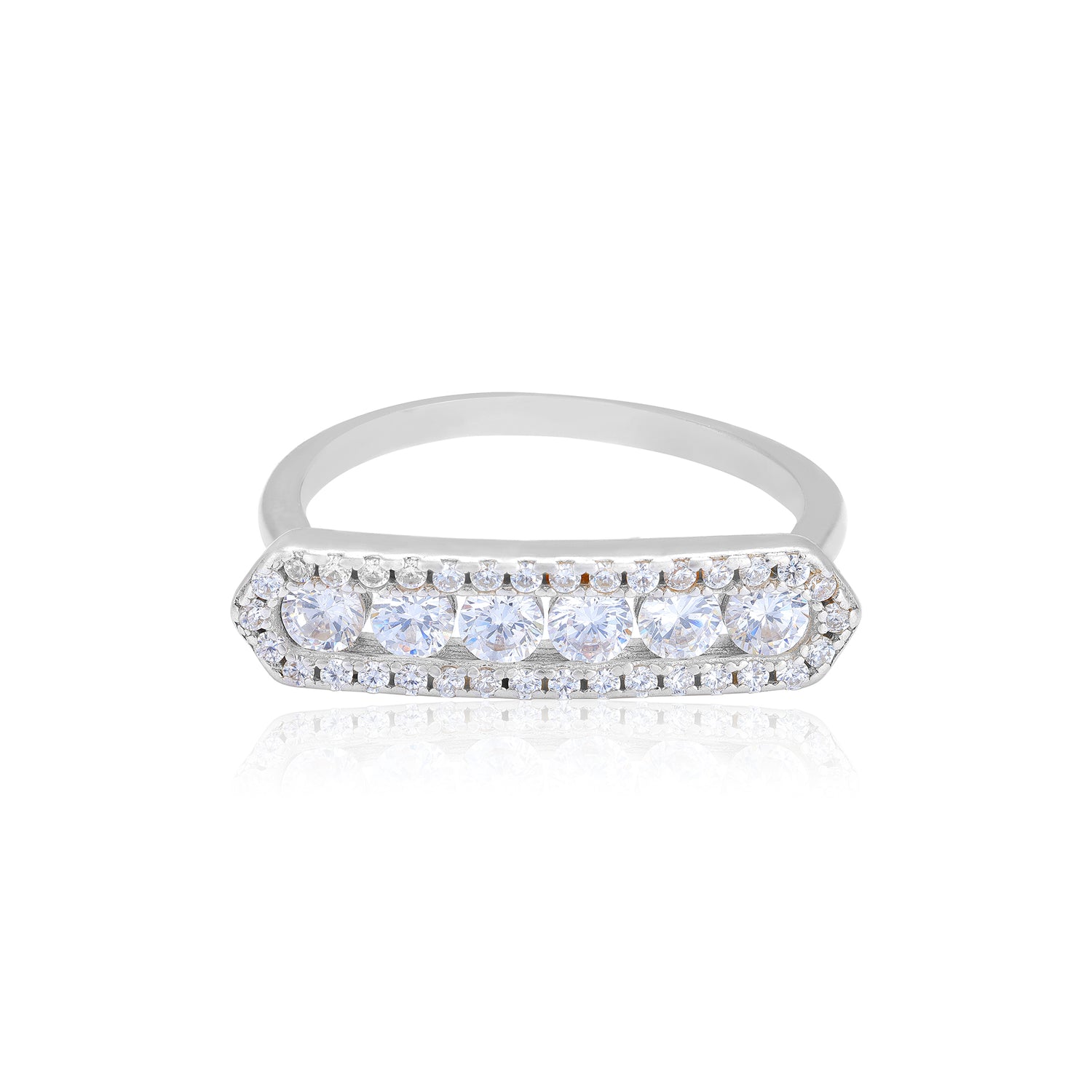 925 Sterling Silver Hexa Crown Halo Sparkle Ring for Women