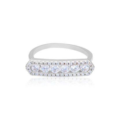 925 Sterling Silver Hexa Crown Halo Sparkle Ring for Women