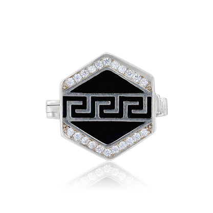 925 Sterling Silver Hexa Labyrinth Coat pin for Men