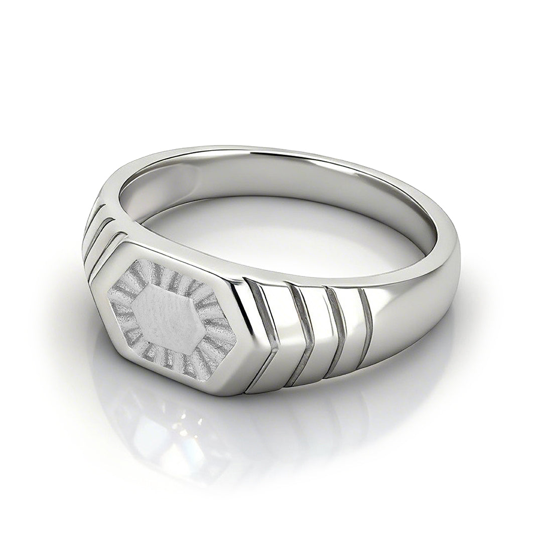 925 Sterling Silver Hexagon Sun Signet Ring for Men