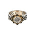 925 Sterling Silver Hexagonal Emblem Calligraphy Gothic Patterned Black Stone Frame Ring for Men