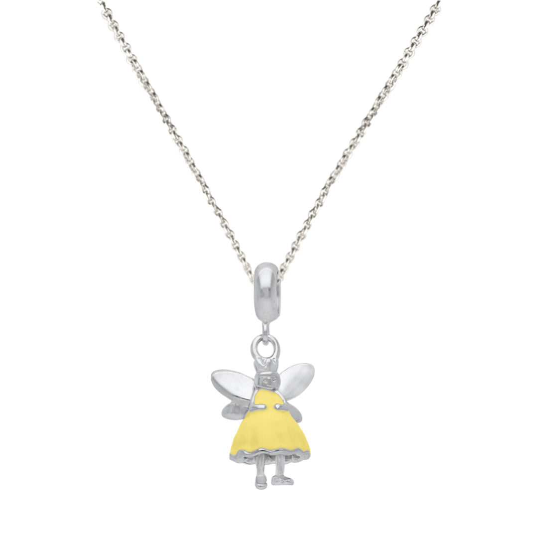 925 Sterling Silver Honeydew Fairy Rhodium Plated Pendant For Kids