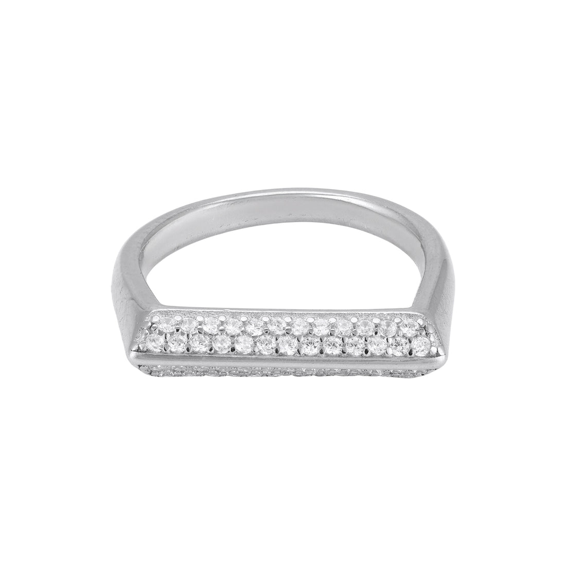 925 Sterling Silver Horizontal Bar Top Ring for Women