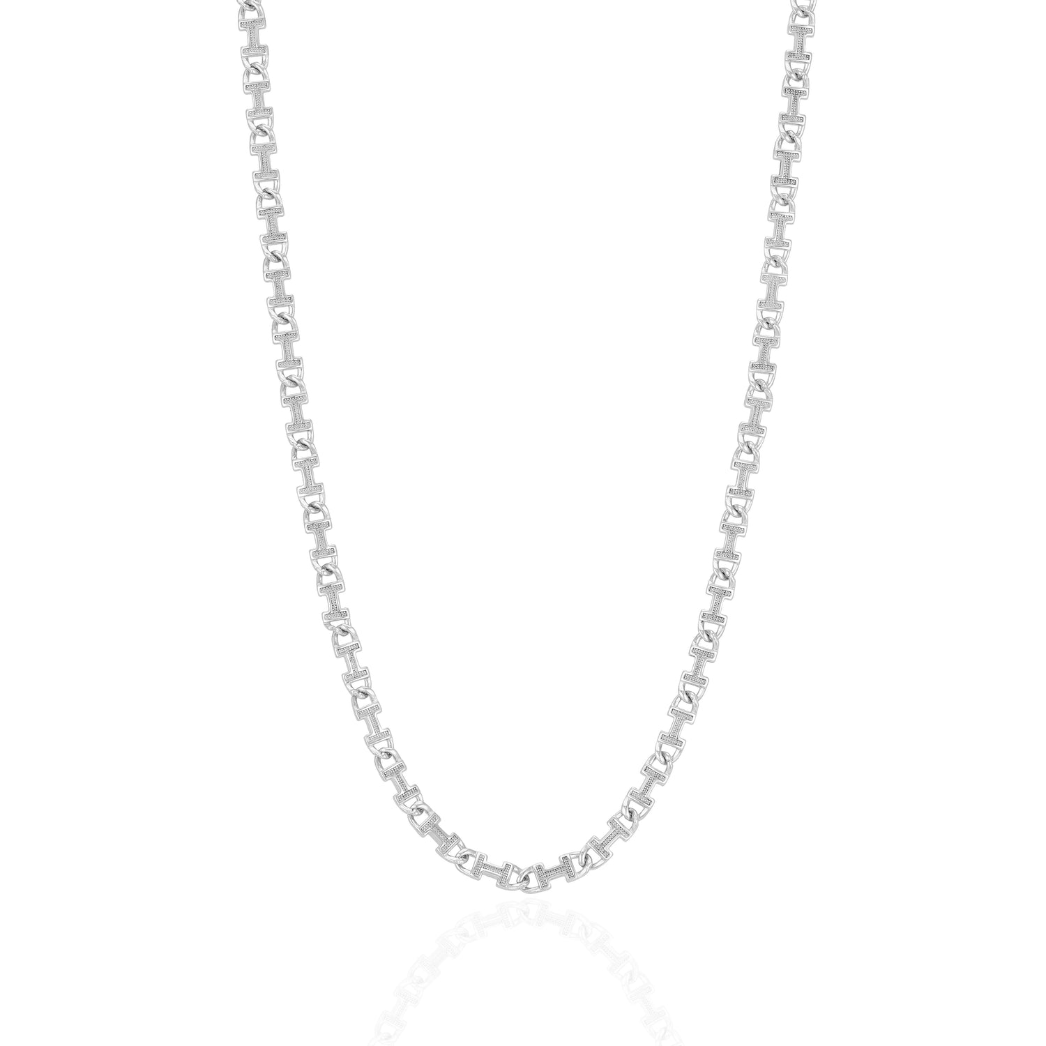 925 Sterling Silver Hyperlink Matrix Rhodium Plated Chain for Men