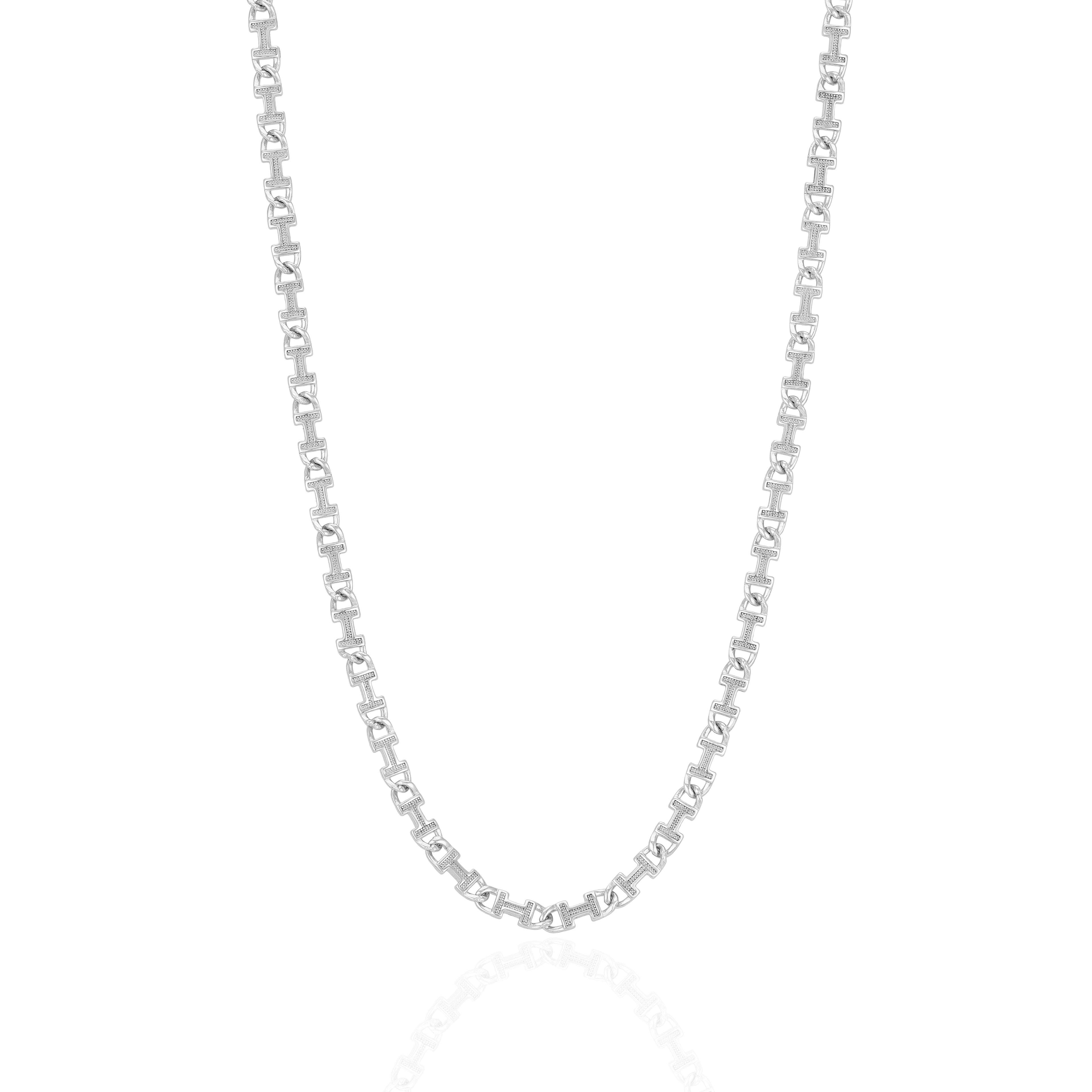 925 Sterling Silver Hyperlink Matrix Rhodium Plated Chain for Men