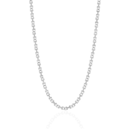 925 Sterling Silver Hyperlink Matrix Rhodium Plated Chain for Men